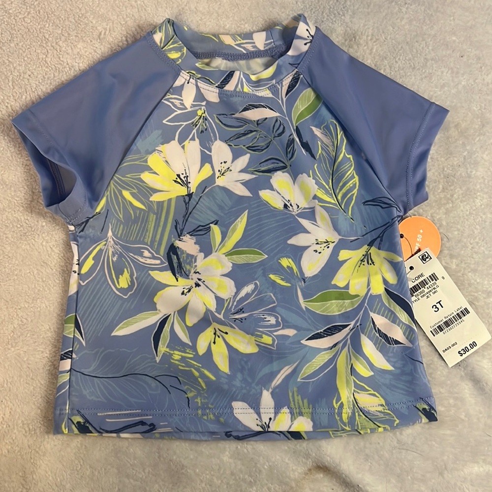 NWT Toddler girls ideology UPF 50 floral swim shirt